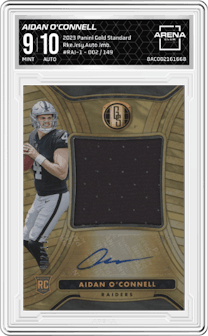 Aidan O'Connell from the 2023 Panini Gold Standard set graded by Arena Club and given an overall grade of 9.