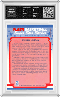 Michael Jordan from the 1988-89 Fleer set graded by Arena Club and given an overall grade of 7.