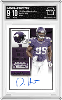 Danielle Hunter from the 2015 Panini Contenders set graded by Arena Club and given an overall grade of 9.