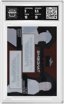 Riley Newman/Parris Todd from the 2024 Leaf Metal Pickleball set featuring a Pre-Production Proof Clear Unsigned parallel graded by Arena Club and given an overall grade of 9.5.