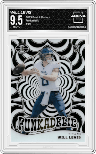 Will Levis from the 2023 Panini Illusions set graded by Arena Club and given an overall grade of 9.5.