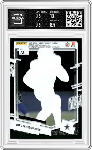 Luke Schoonmaker from the 2023 Clearly Donruss set graded by Arena Club and given an overall grade of 9.