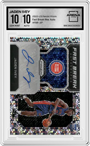 Jaden Ivey from the 2022-23 Panini Prizm  set graded by Arena Club and given an overall grade of 10.