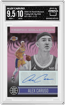 Alex Caruso from the 2020-21 Panini Illusions  set featuring a Pink parallel graded by Arena Club and given an overall grade of 9.5.