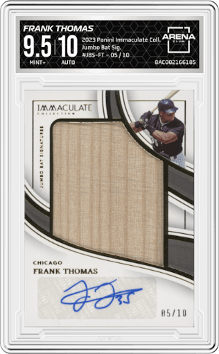 Frank Thomas from the 2023 Panini Immaculate Collection set graded by Arena Club and given an overall grade of 9.5.