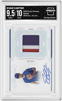 Evan Carter from the 2023 Panini Flawless set graded by Arena Club and given an overall grade of 9.5.