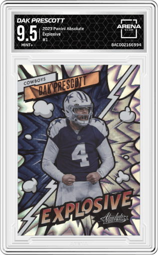 Dak Prescott from the 2023 Panini Absolute set graded by Arena Club and given an overall grade of 9.5.