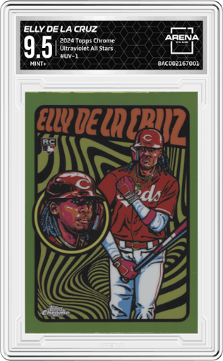 Elly De La Cruz from the 2024 Topps Chrome set graded by Arena Club and given an overall grade of 9.5.