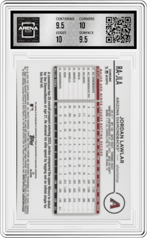 Jordan Lawlar from the 2024 Topps Chrome set graded by Arena Club and given an overall grade of 10.