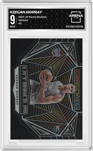 Keegan Murray from the 2022-23 Panini Obsidian set graded by Arena Club and given an overall grade of 9.