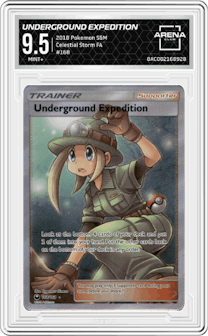 Underground Expedition from the 2018 Pokemon S&M  set graded by Arena Club and given an overall grade of 9.5.