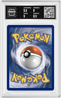 Arceus LV. X from the 2009 Pokemon Platinum set graded by Arena Club and given an overall grade of 8.5.