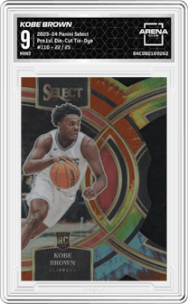 Kobe Brown from the 2023-24 Panini Select  set featuring a Die-Cut Tie-Dye parallel graded by Arena Club and given an overall grade of 9.