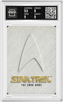 Commander Spock from the 1996 Star Trek set graded by Arena Club and given an overall grade of 8.5.