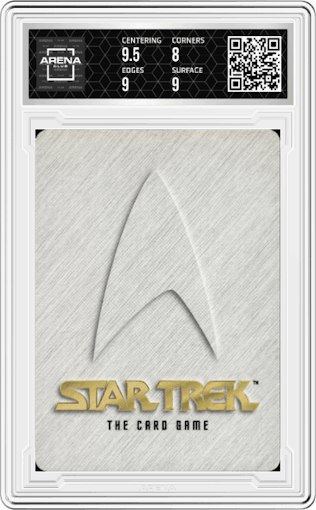 Commander Spock from the 1996 Star Trek set graded by Arena Club and given an overall grade of 8.5.
