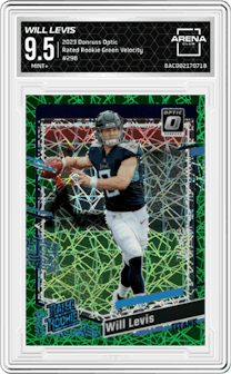 Will Levis from the 2023 Donruss Optic set featuring a Green Velocity parallel graded by Arena Club and given an overall grade of 9.5.