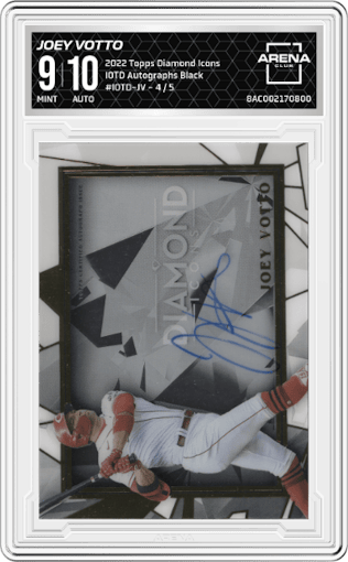 Joey Votto from the 2022 Topps Diamond Icons set featuring a Black parallel graded by Arena Club and given an overall grade of 9.