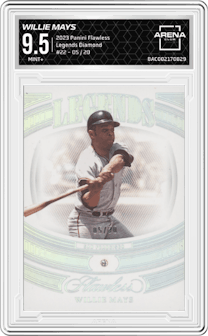 Willie Mays from the 2023 Panini Flawless set graded by Arena Club and given an overall grade of 9.5.