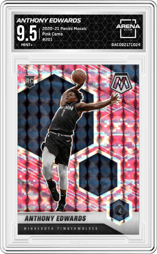 2020-21 Panini Mosaic #201 Anthony Edwards Pink Camo Prizm RC outlets - SGC 9.5 MINT