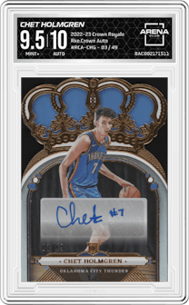 Chet Holmgren  from the 2022-23 Panini Crown Royale set graded by Arena Club and given an overall grade of 9.5.