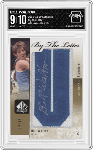 Bill Walton from the 2011-12 SP Authentic set graded by Arena Club and given an overall grade of 9.