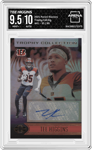 Tee Higgins from the 2021 Panini Illusions set graded by Arena Club and given an overall grade of 9.5.