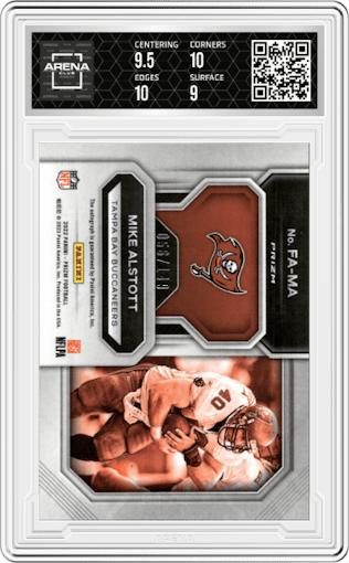 Mike Alstott from the 2022 Panini Prizm set graded by Arena Club and given an overall grade of 9.5.