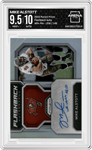 Mike Alstott from the 2022 Panini Prizm set graded by Arena Club and given an overall grade of 9.5.