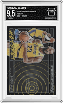 LeBron James from the 2023-24 Panini Obsidian set graded by Arena Club and given an overall grade of 9.5.