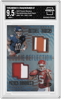 Mitchell Trubisky/Patrick Mahomes II from the 2017 Panini Illusions Football set graded by Arena Club and given an overall grade of 9.5.
