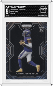 Justin Jefferson from the 2020 Panini Chronicles set graded by Arena Club and given an overall grade of 9.