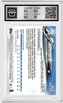 Ronald Acuna Jr. from the 2018 Topps Update set graded by Arena Club and given an overall grade of 10.