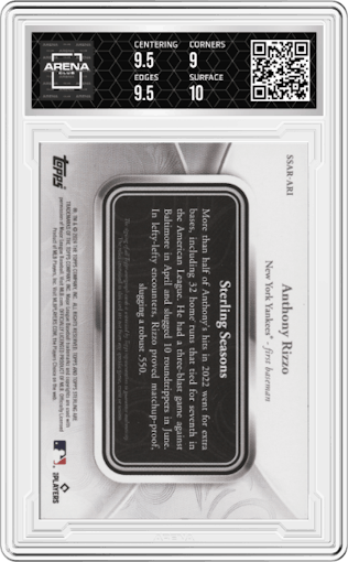 Anthony Rizzo from the 2024 Topps Sterling set featuring a Red parallel graded by Arena Club and given an overall grade of 9.5.