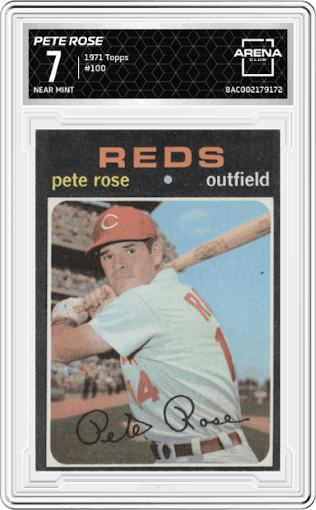 Pete Rose from the 1971 Topps set graded by Arena Club and given an overall grade of 7.