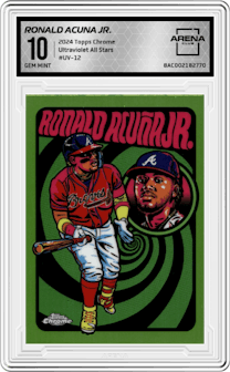 Ronald Acuna Jr. from the 2024 Topps Chrome set graded by Arena Club and given an overall grade of 10.