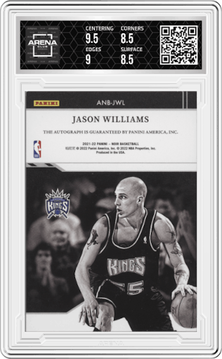 Jason Williams from the 2021-22 Panini Noir set graded by Arena Club and given an overall grade of 9.
