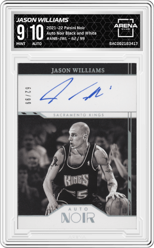 Jason Williams from the 2021-22 Panini Noir set graded by Arena Club and given an overall grade of 9.