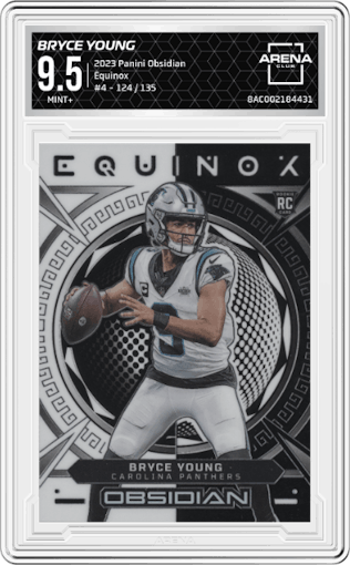 Bryce Young from the 2023 Panini Obsidian set graded by Arena Club and given an overall grade of 9.5.