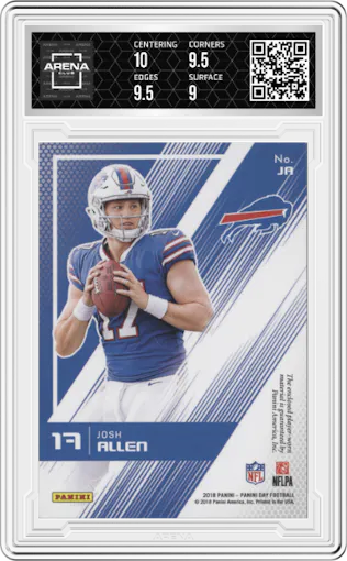 Josh Allen from the 2018 Panini Day Kickoff set graded by Arena Club and given an overall grade of 9.5.