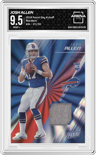 Josh Allen from the 2018 Panini Day Kickoff set graded by Arena Club and given an overall grade of 9.5.