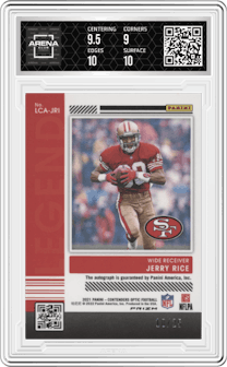 Jerry Rice from the 2021 Panini Contenders Optic set graded by Arena Club and given an overall grade of 9.5.