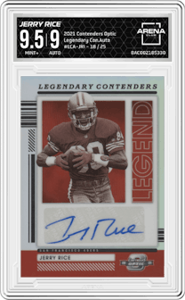 Jerry Rice from the 2021 Panini Contenders Optic set graded by Arena Club and given an overall grade of 9.5.