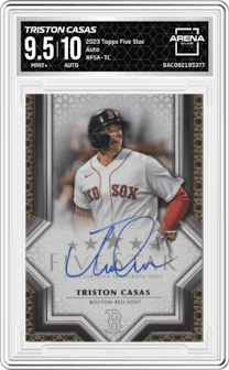 Triston Casas from the 2023 Topps Five Star set graded by Arena Club and given an overall grade of 9.5.