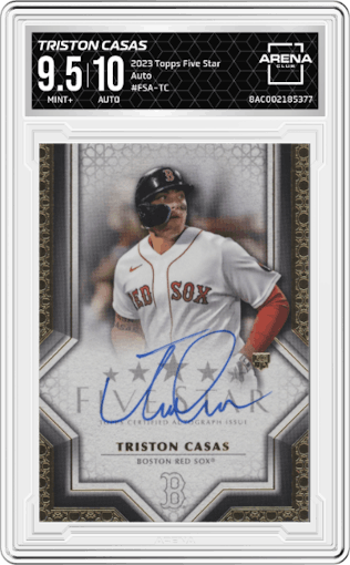 Triston Casas from the 2023 Topps Five Star set graded by Arena Club and given an overall grade of 9.5.