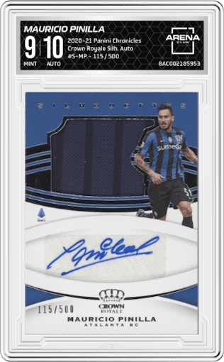 Mauricio Pinilla from the 2020-21 Panini Chronicles set graded by Arena Club and given an overall grade of 9.