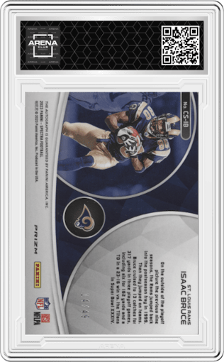 Isaac Bruce from the 2023 Panini Spectra set graded by Arena Club.