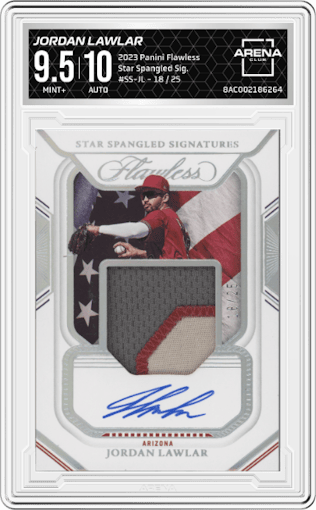 Jordan Lawlar from the 2023 Panini Flawless set graded by Arena Club and given an overall grade of 9.5.