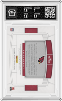 Kyler Murray from the 2019 Panini National Treasures set graded by Arena Club and given an overall grade of 7.