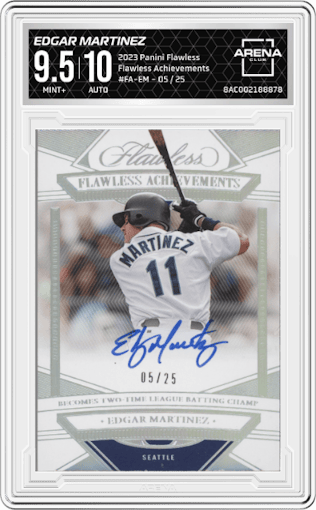 Edgar Martinez from the 2023 Panini Flawless set graded by Arena Club and given an overall grade of 9.5.