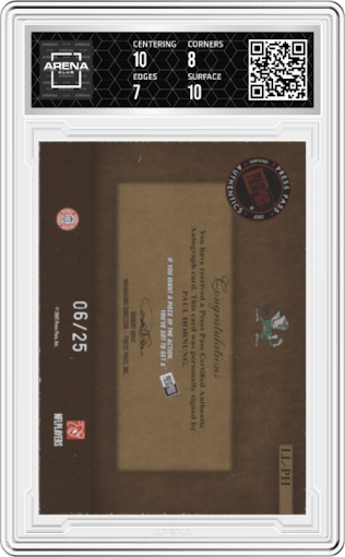 Paul Hornung from the 2007 Press Pass Legends set featuring a Platinum parallel graded by Arena Club and given an overall grade of 7.5.